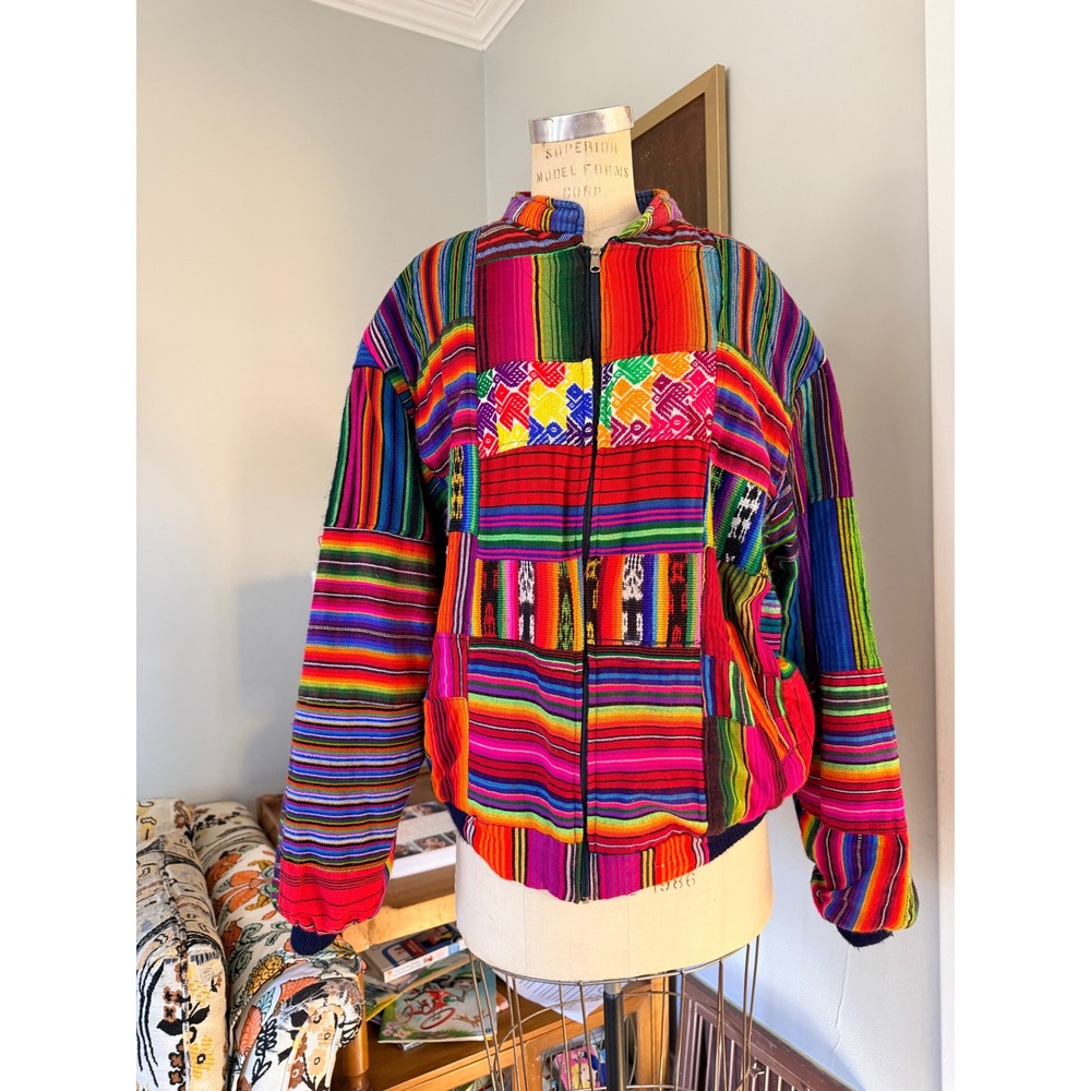 Vibrant Patchwork Boho Jacket Women's Xl Colorful… - image 6